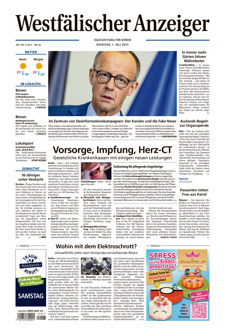 Westfälischer Anzeiger Bönen vom Dienstag, 01.07.2025