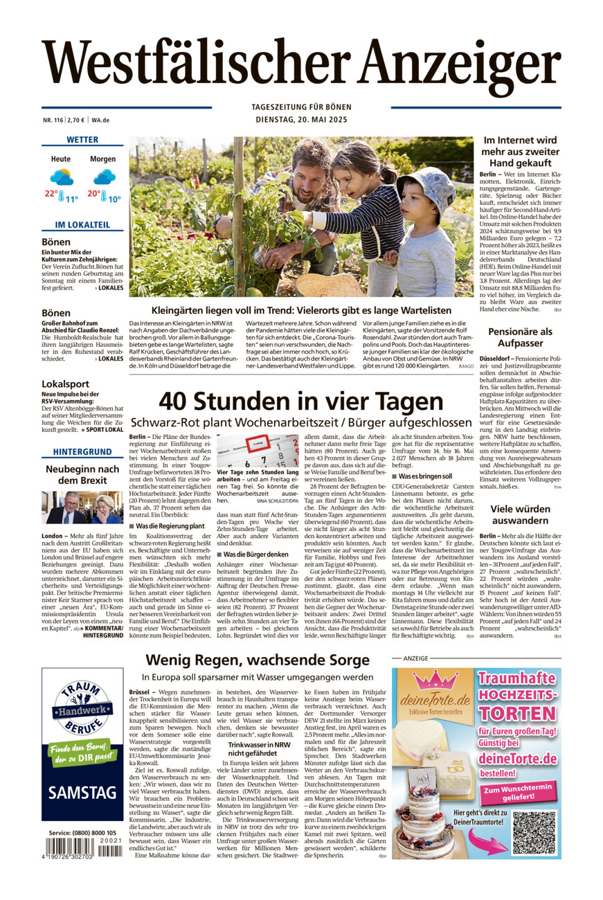 Westfälischer Anzeiger Bönen vom Dienstag, 20.05.2025