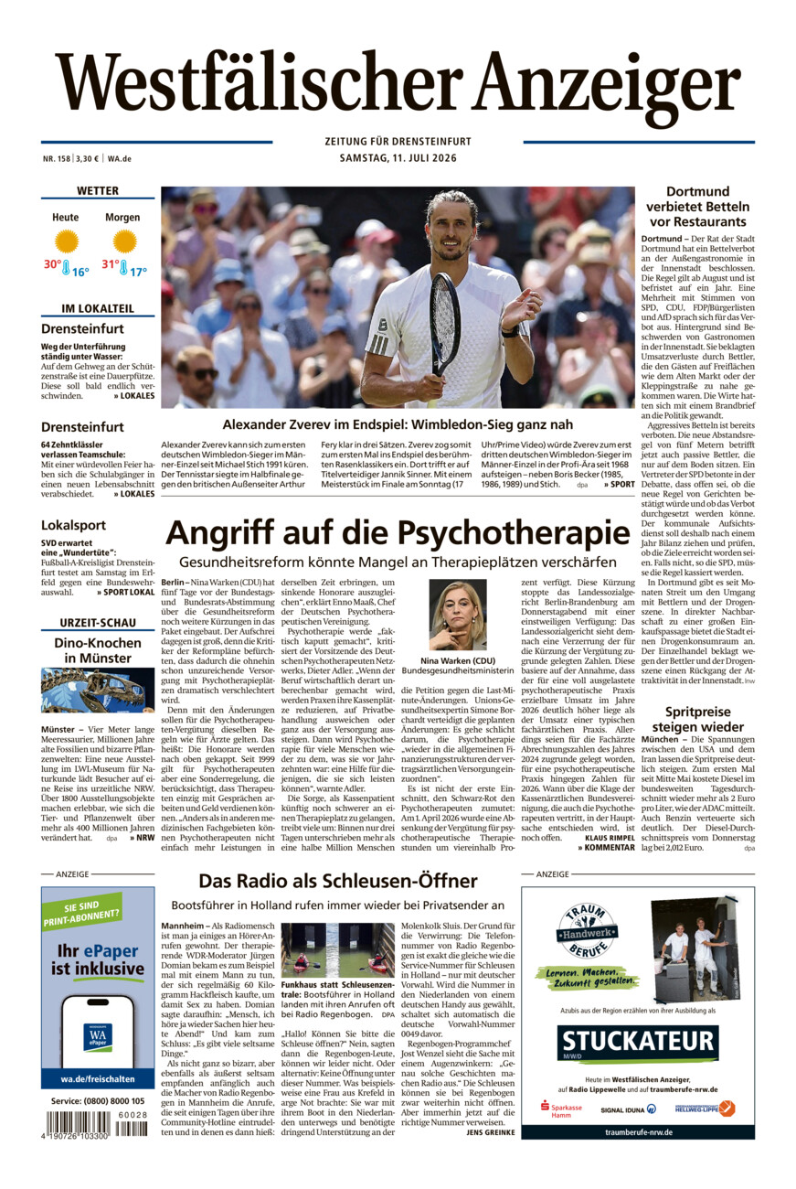Westfälischer Anzeiger Drensteinfurt vom Samstag, 11.07.2026