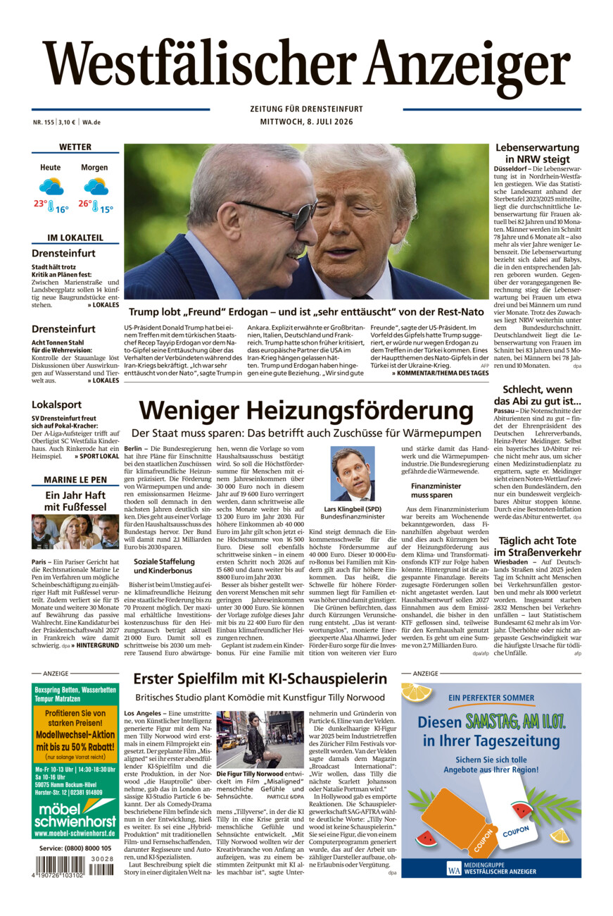 Westfälischer Anzeiger Drensteinfurt vom Mittwoch, 08.07.2026