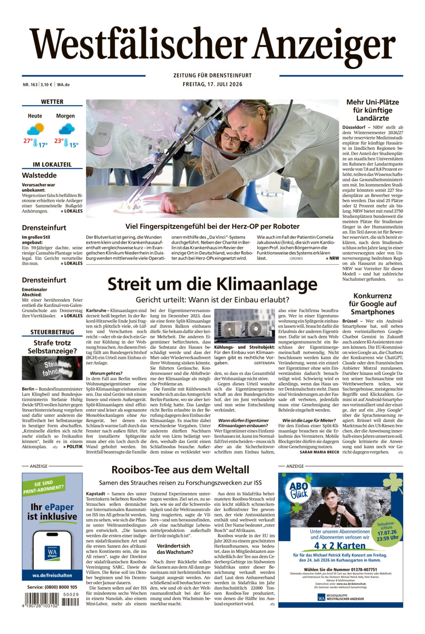 Westfälischer Anzeiger Drensteinfurt vom Freitag, 17.07.2026