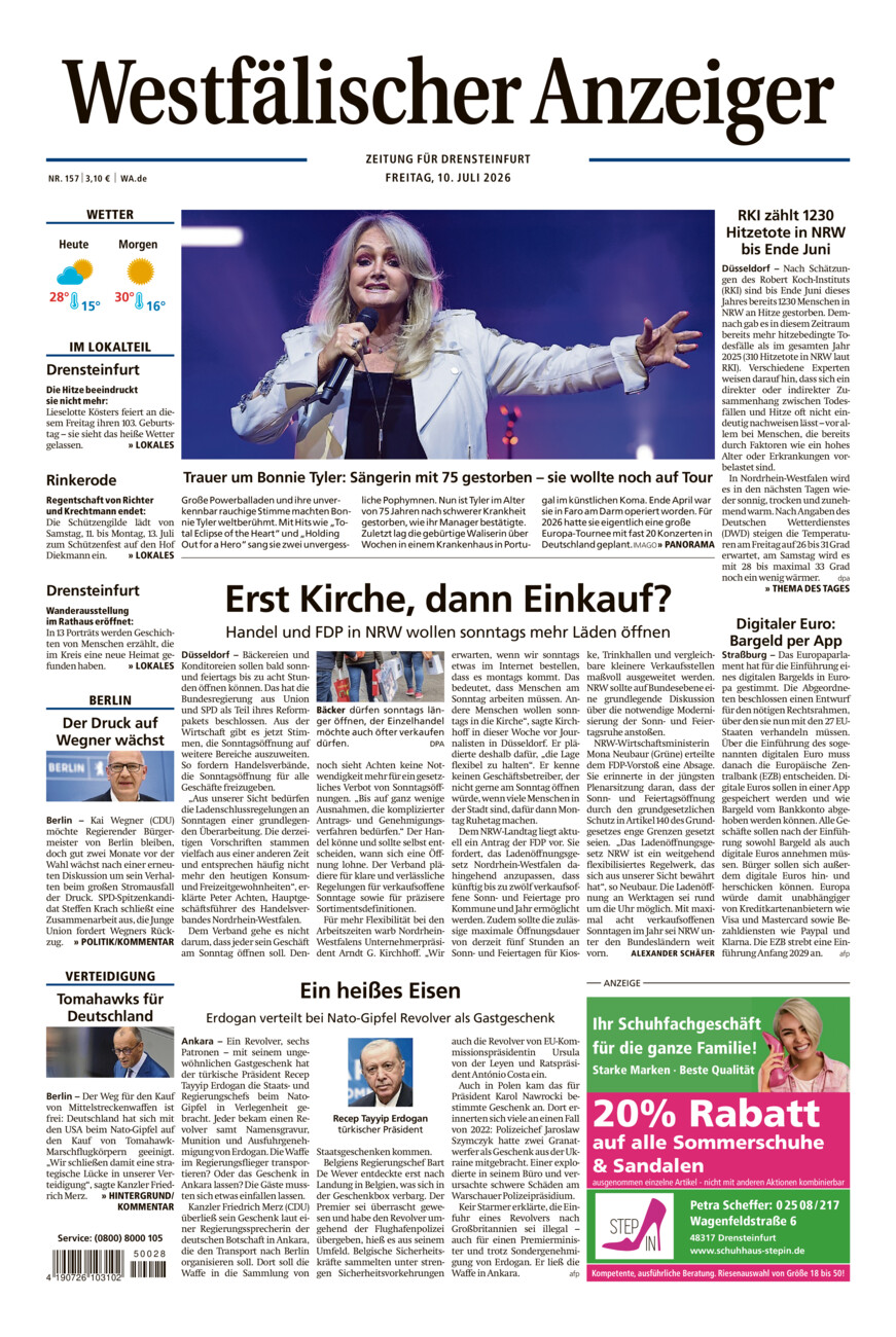 Westfälischer Anzeiger Drensteinfurt vom Freitag, 10.07.2026