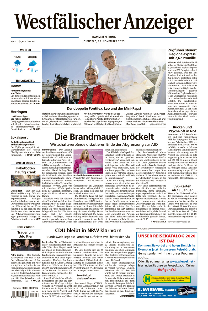 Westfälischer Anzeiger Hamm vom Dienstag, 25.11.2025