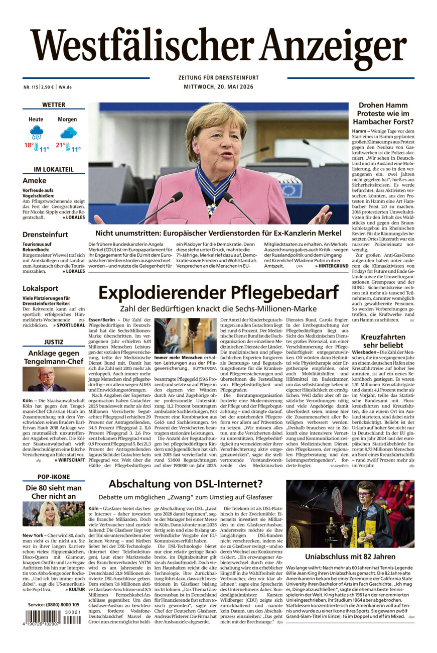 Westfälischer Anzeiger Drensteinfurt vom Mittwoch, 20.05.2026