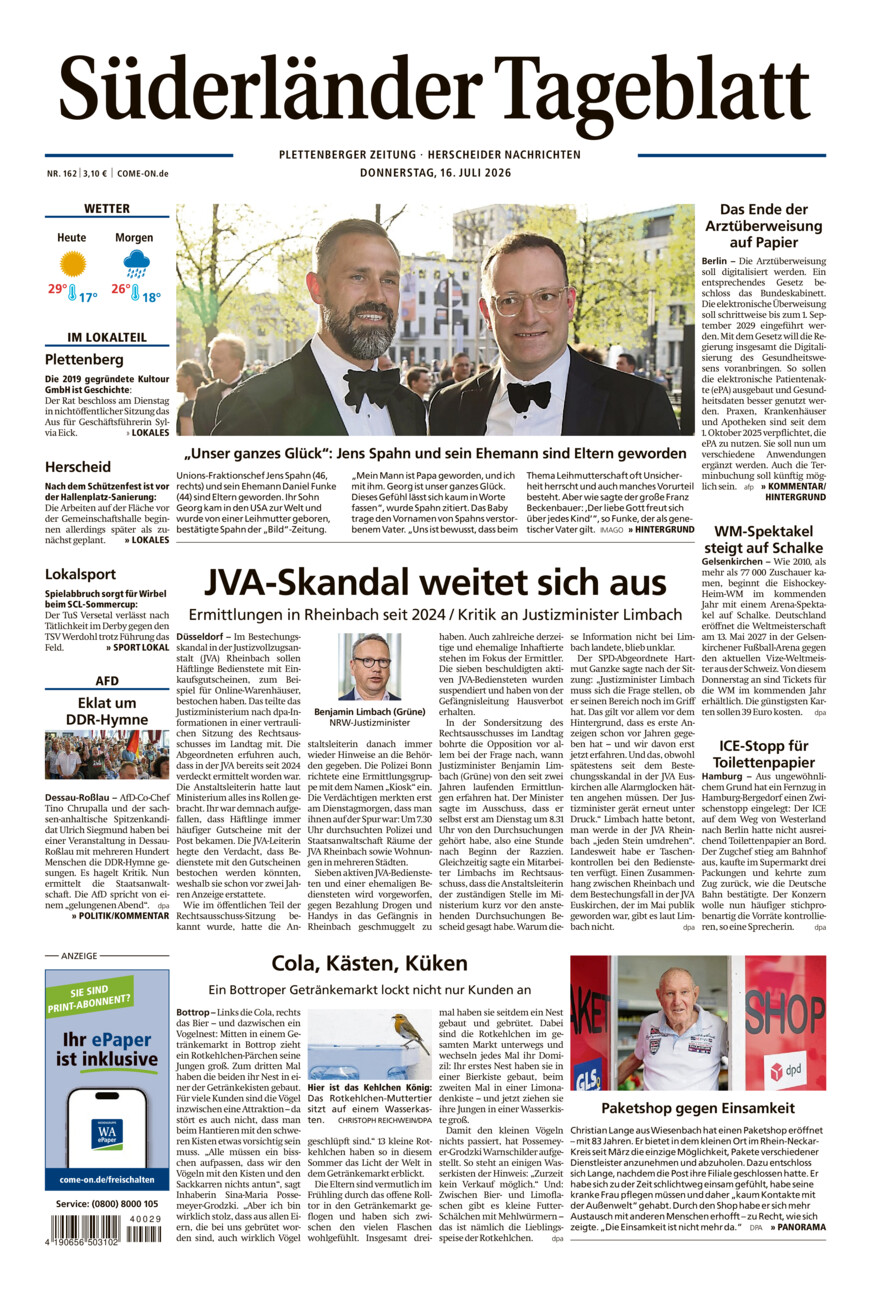 Süderländer Tageblatt vom Donnerstag, 16.07.2026