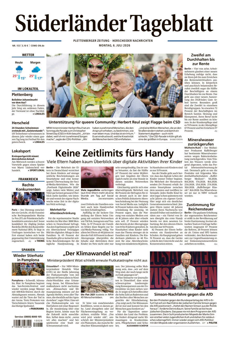 Süderländer Tageblatt vom Montag, 06.07.2026