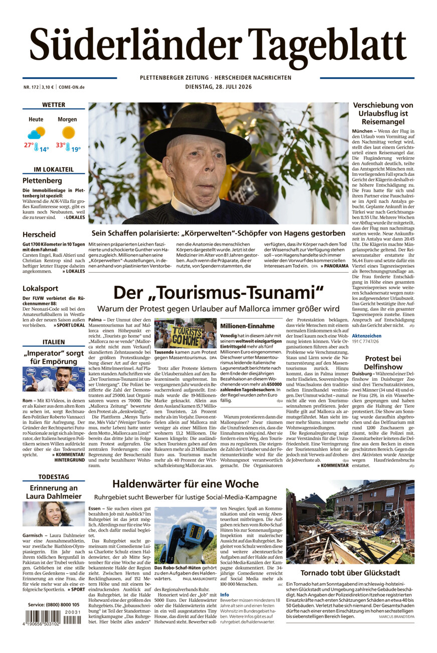 Süderländer Tageblatt vom Dienstag, 28.07.2026