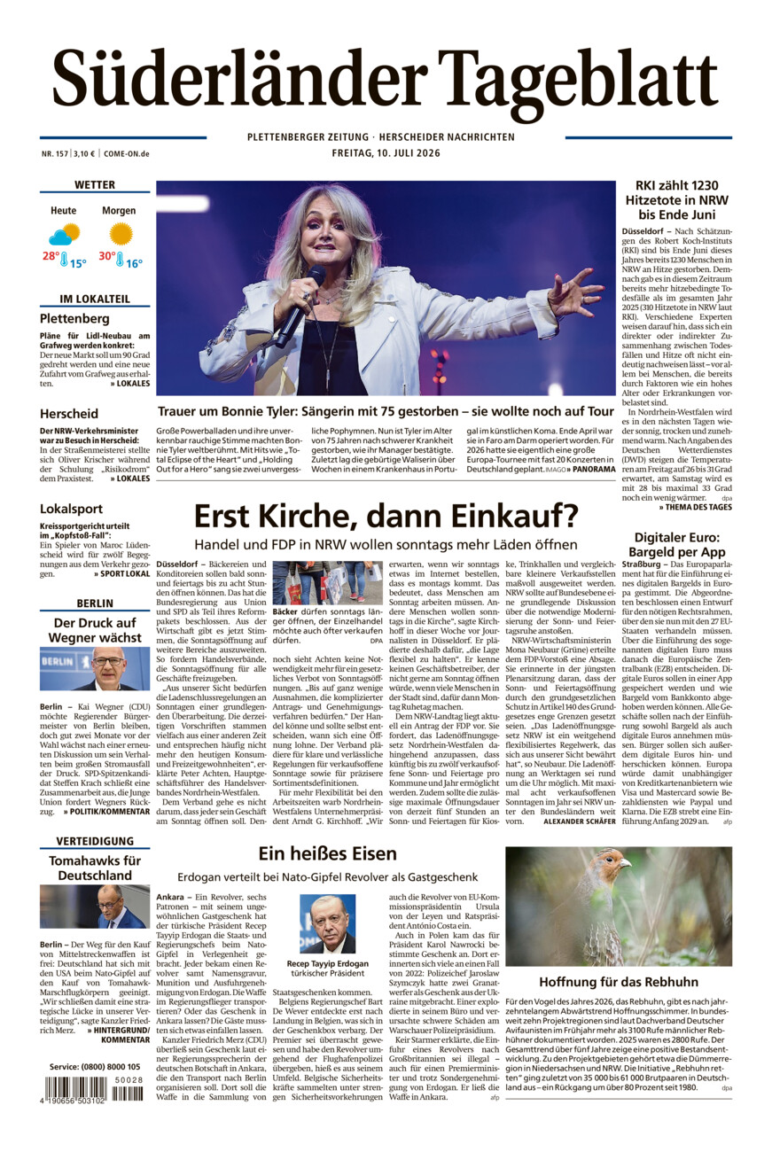 Süderländer Tageblatt vom Freitag, 10.07.2026