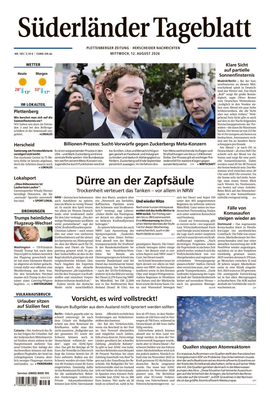 Süderländer Tageblatt vom Mittwoch, 12.08.2026