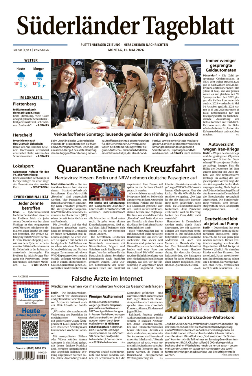 Süderländer Tageblatt vom Montag, 11.05.2026