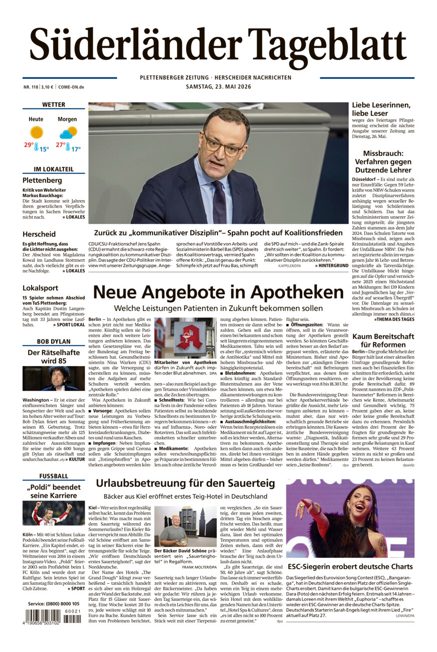 Süderländer Tageblatt vom Samstag, 23.05.2026