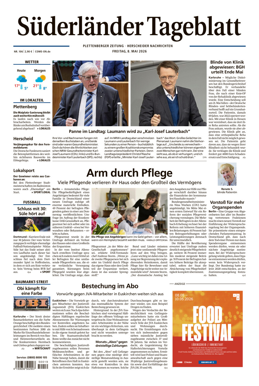 Süderländer Tageblatt vom Freitag, 08.05.2026