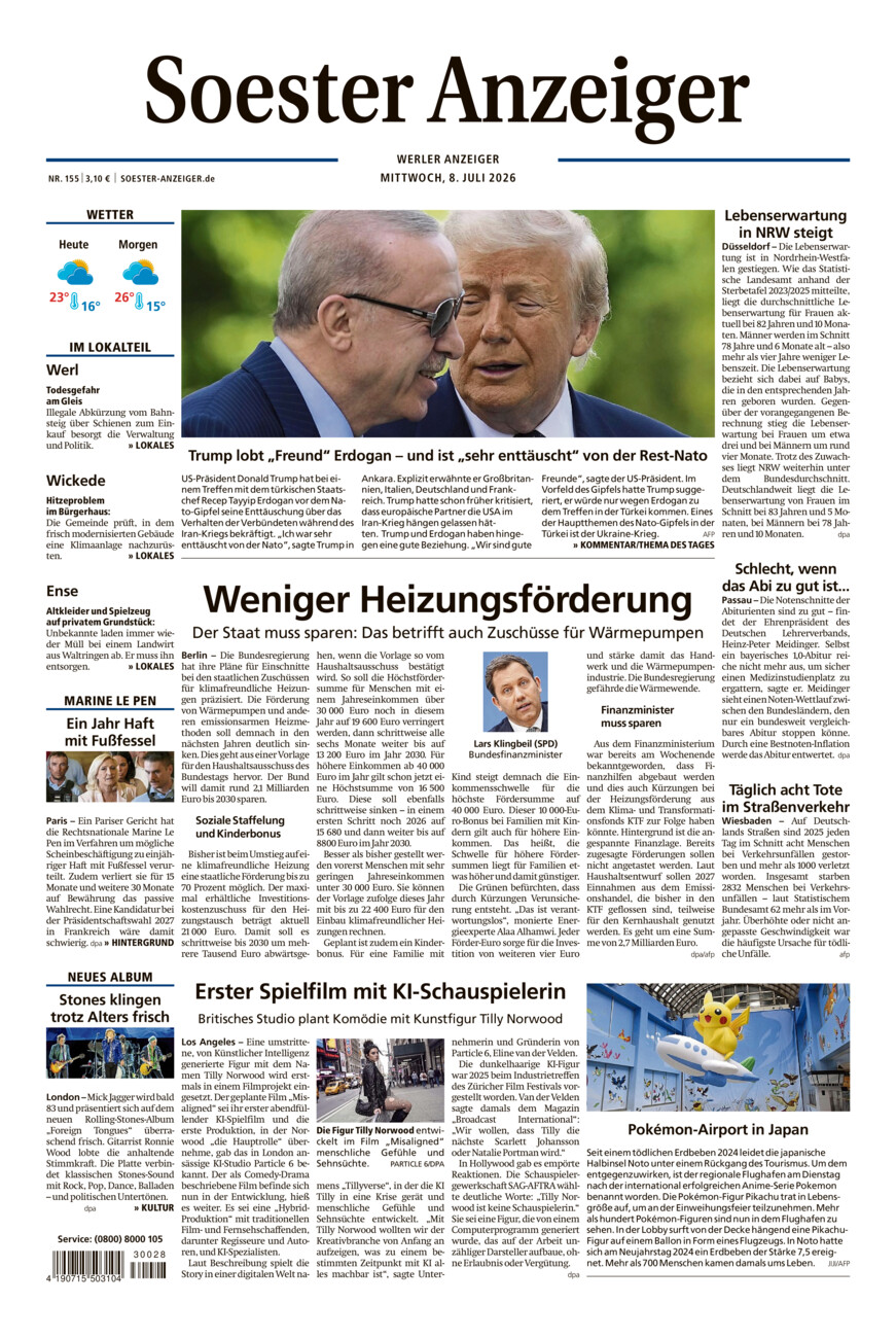 Soester Anzeiger Werl vom Mittwoch, 08.07.2026