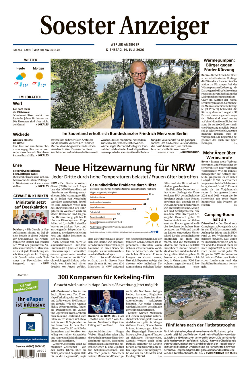 Soester Anzeiger Werl vom Dienstag, 14.07.2026