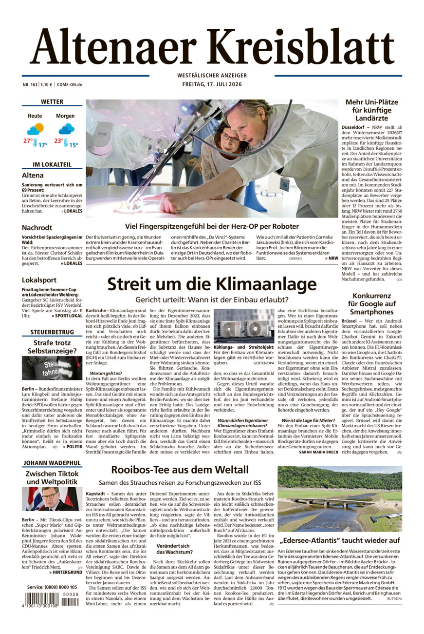 Altenaer Kreisblatt vom Freitag, 17.07.2026