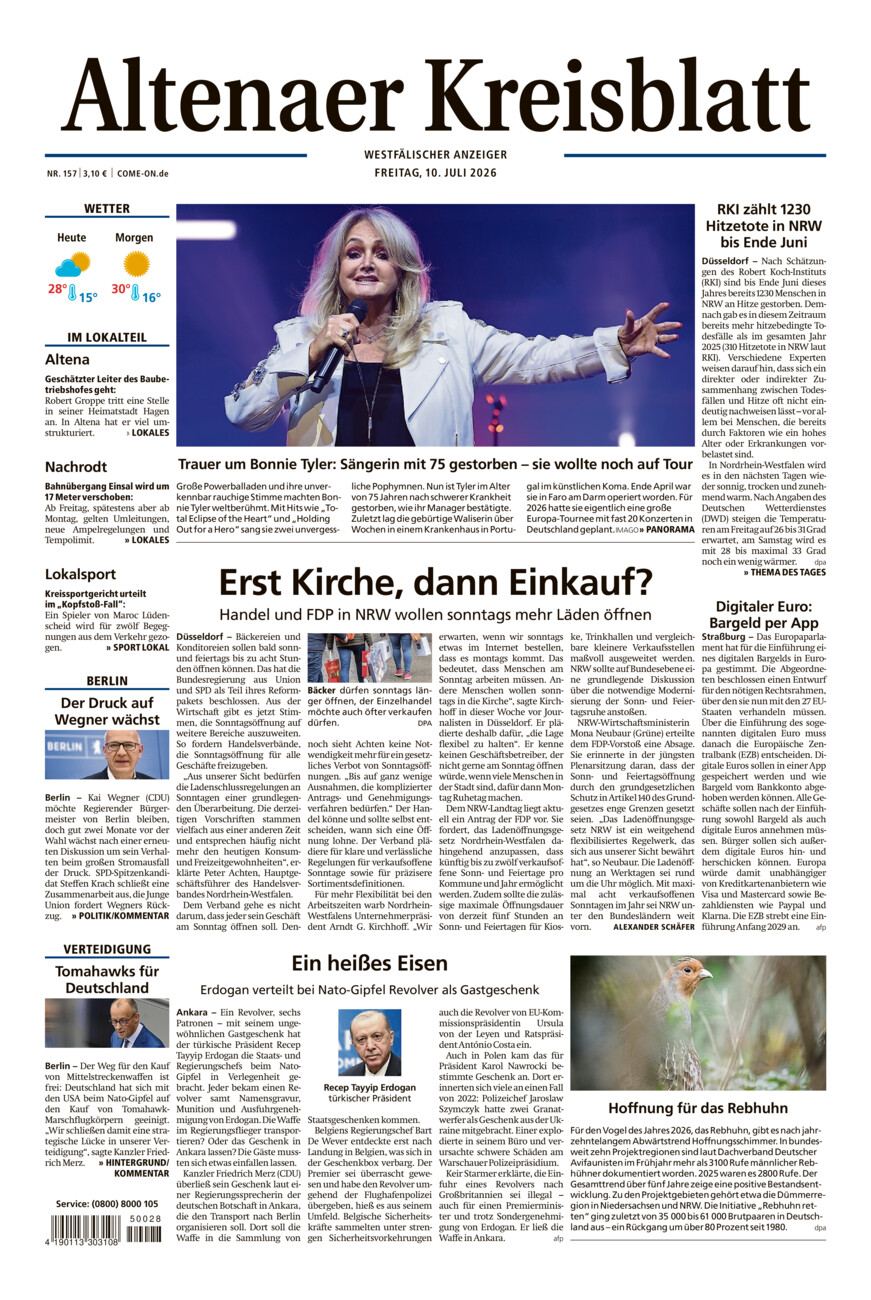 Altenaer Kreisblatt vom Freitag, 10.07.2026