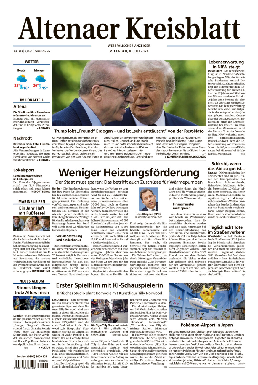 Altenaer Kreisblatt vom Mittwoch, 08.07.2026