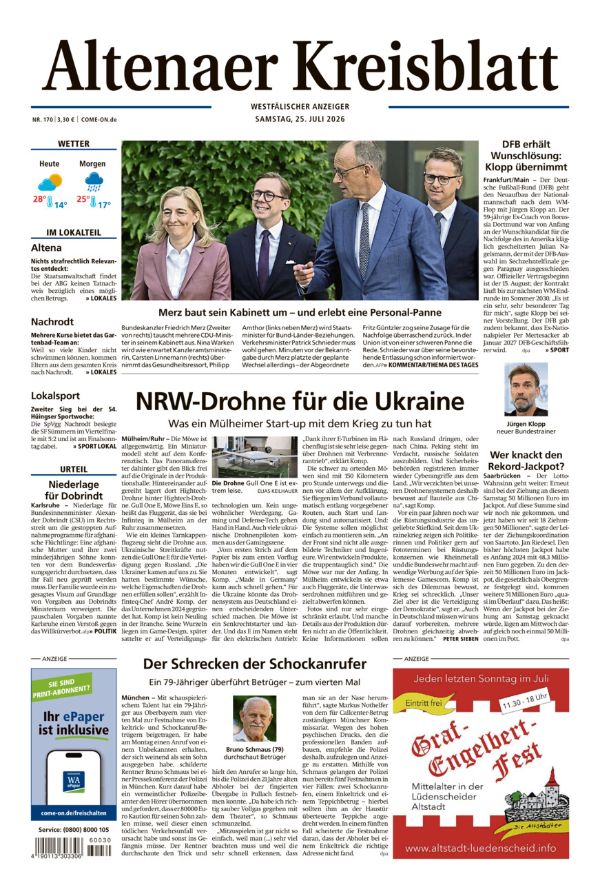 Altenaer Kreisblatt vom Samstag, 25.07.2026