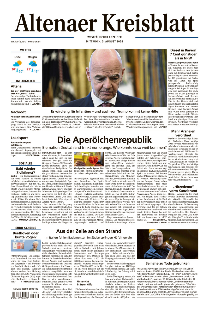 Altenaer Kreisblatt vom Mittwoch, 05.08.2026