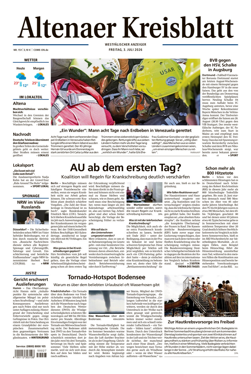 Altenaer Kreisblatt vom Freitag, 03.07.2026