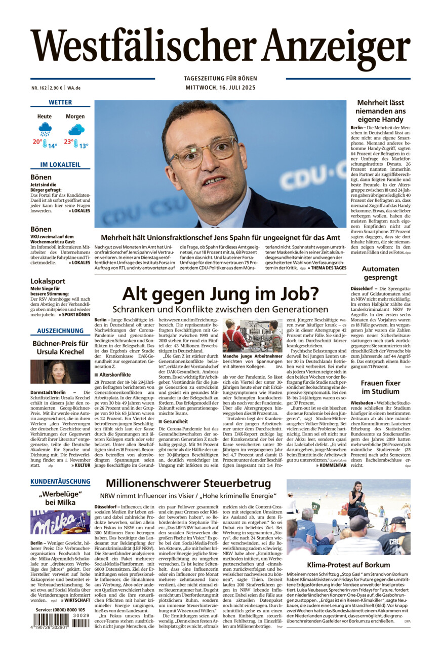 Westfälischer Anzeiger Bönen vom Mittwoch, 16.07.2025
