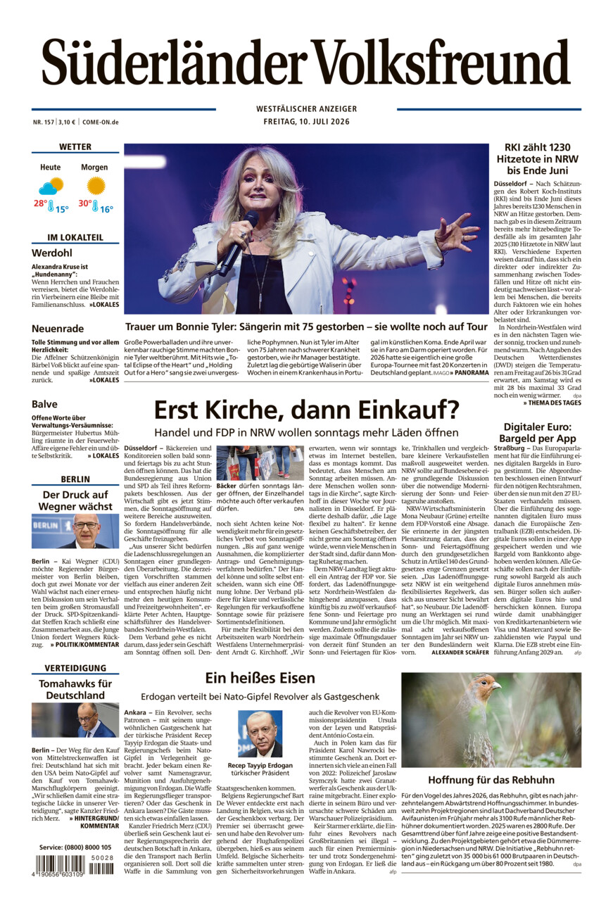 Süderländer Volksfreund vom Freitag, 10.07.2026