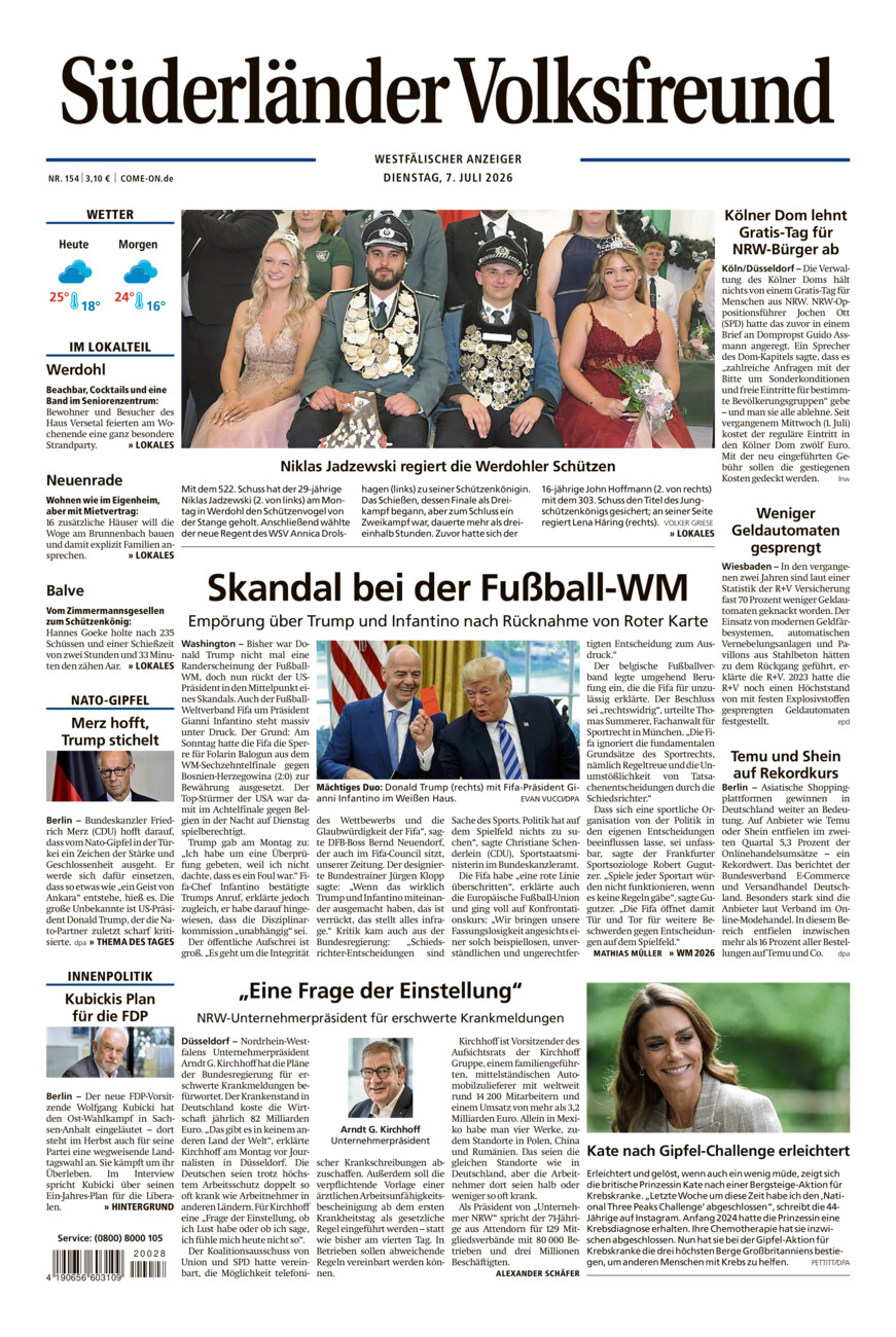 Süderländer Volksfreund vom Dienstag, 07.07.2026