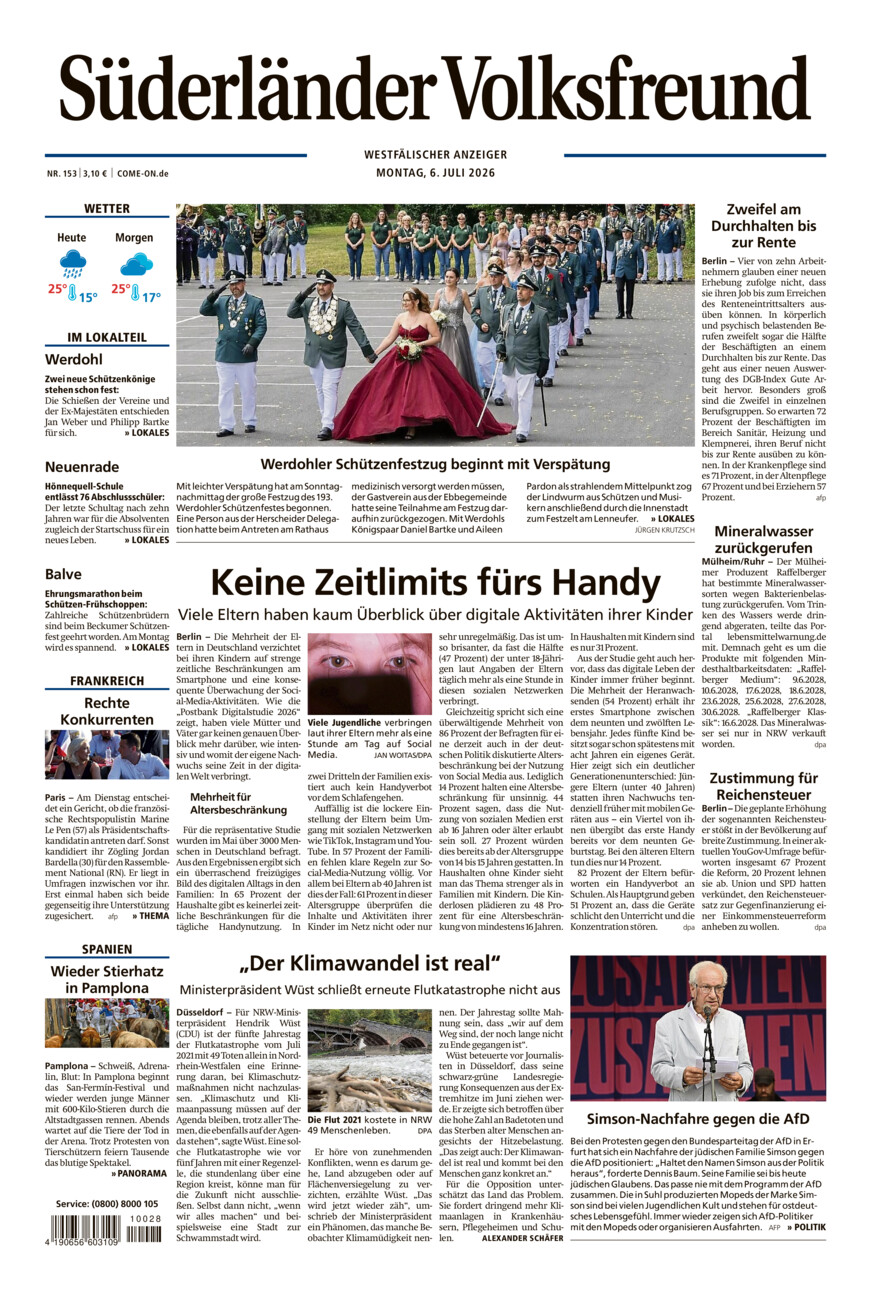 Süderländer Volksfreund vom Montag, 06.07.2026