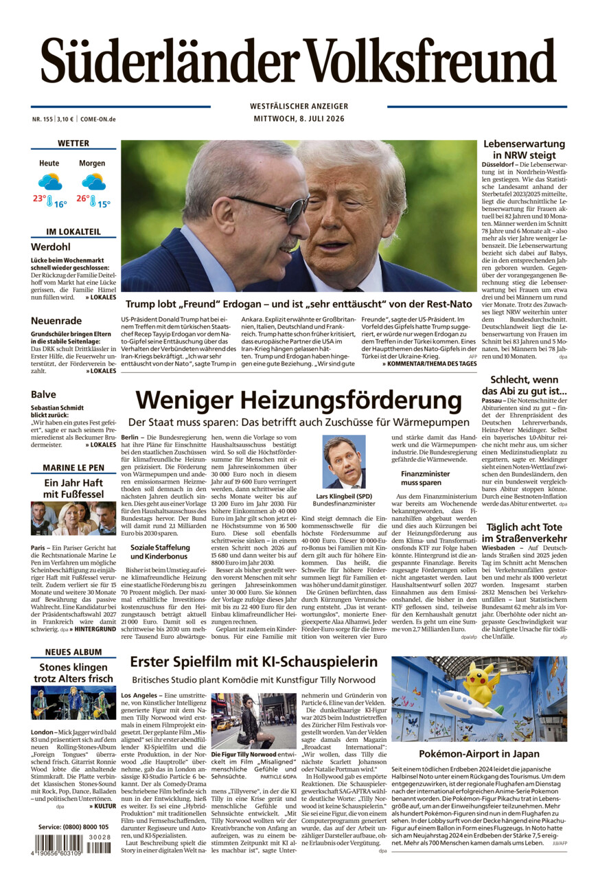 Süderländer Volksfreund vom Mittwoch, 08.07.2026