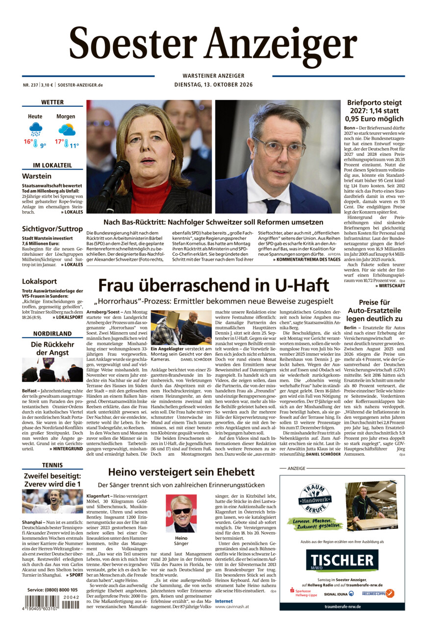 Soester Anzeiger Warstein vom Dienstag, 13.10.2026