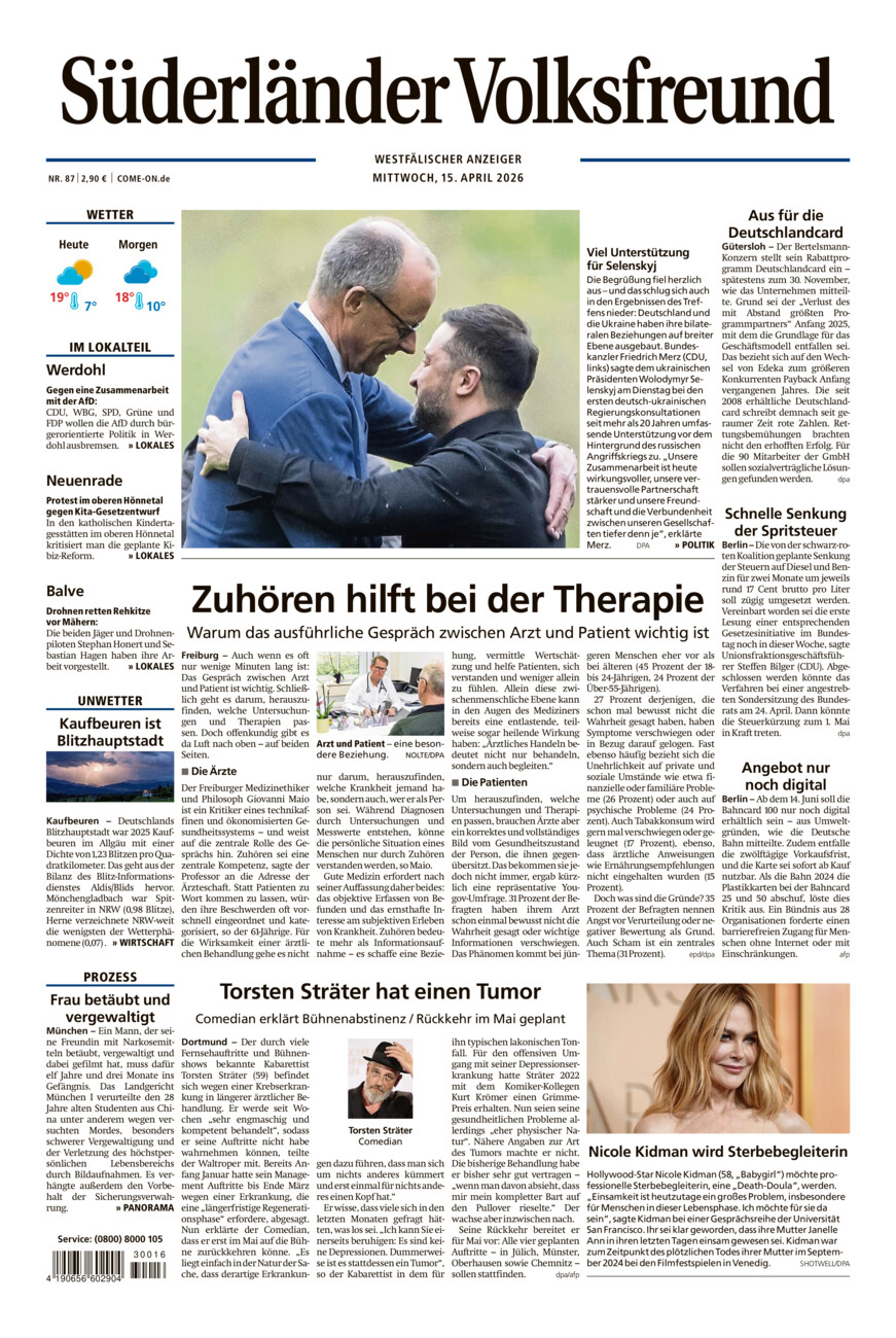 Süderländer Volksfreund vom Mittwoch, 15.04.2026
