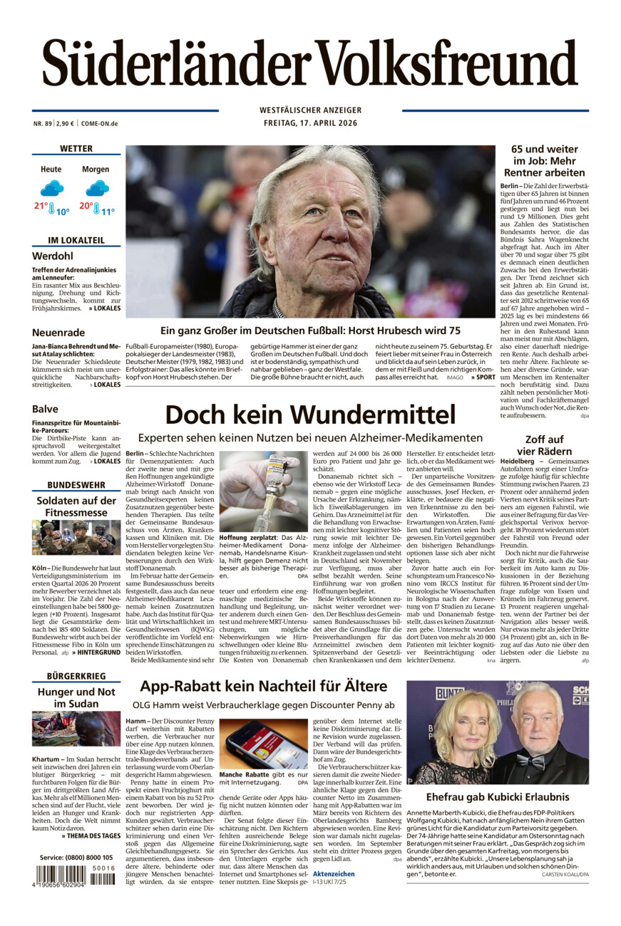 Süderländer Volksfreund vom Freitag, 17.04.2026