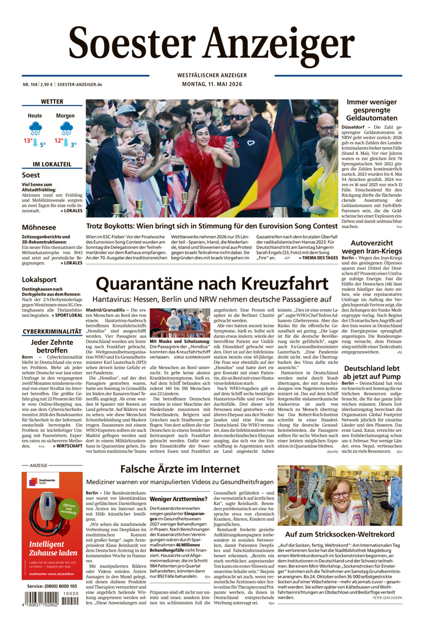 Soester Anzeiger vom Montag, 11.05.2026