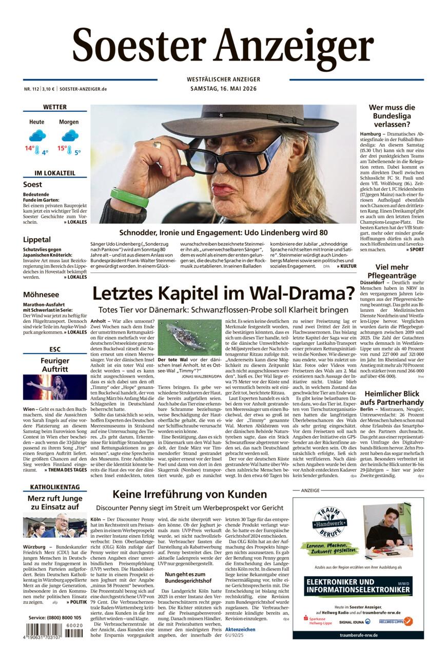 Soester Anzeiger vom Samstag, 16.05.2026