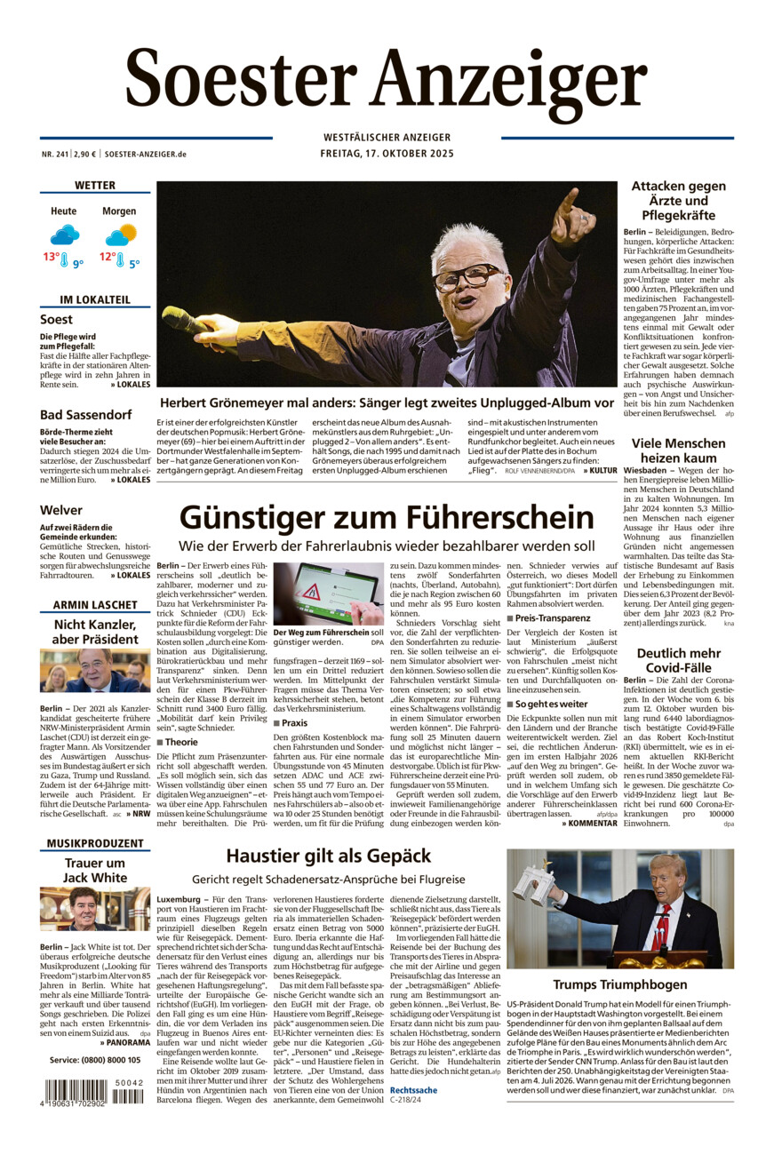 Soester Anzeiger vom Freitag, 17.10.2025