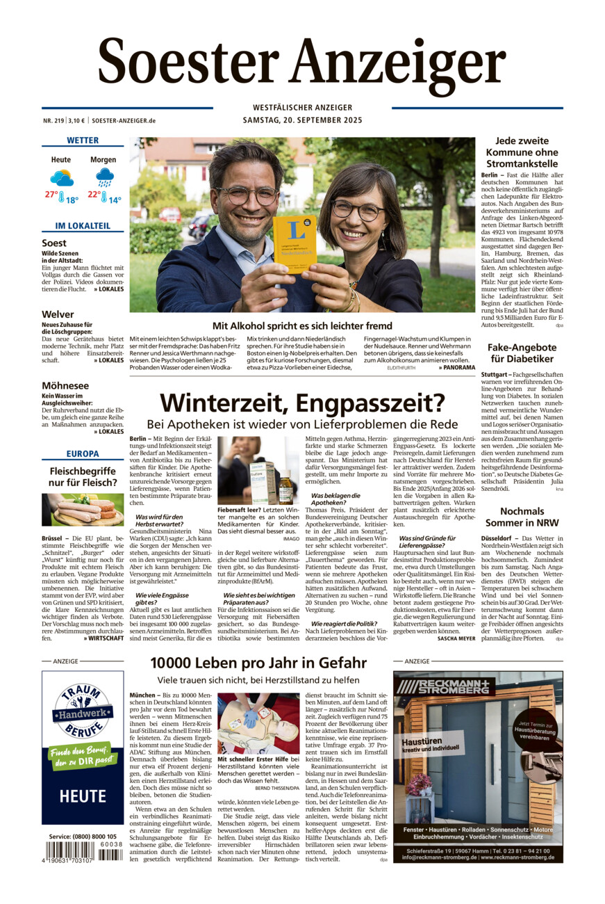 Soester Anzeiger vom Samstag, 20.09.2025