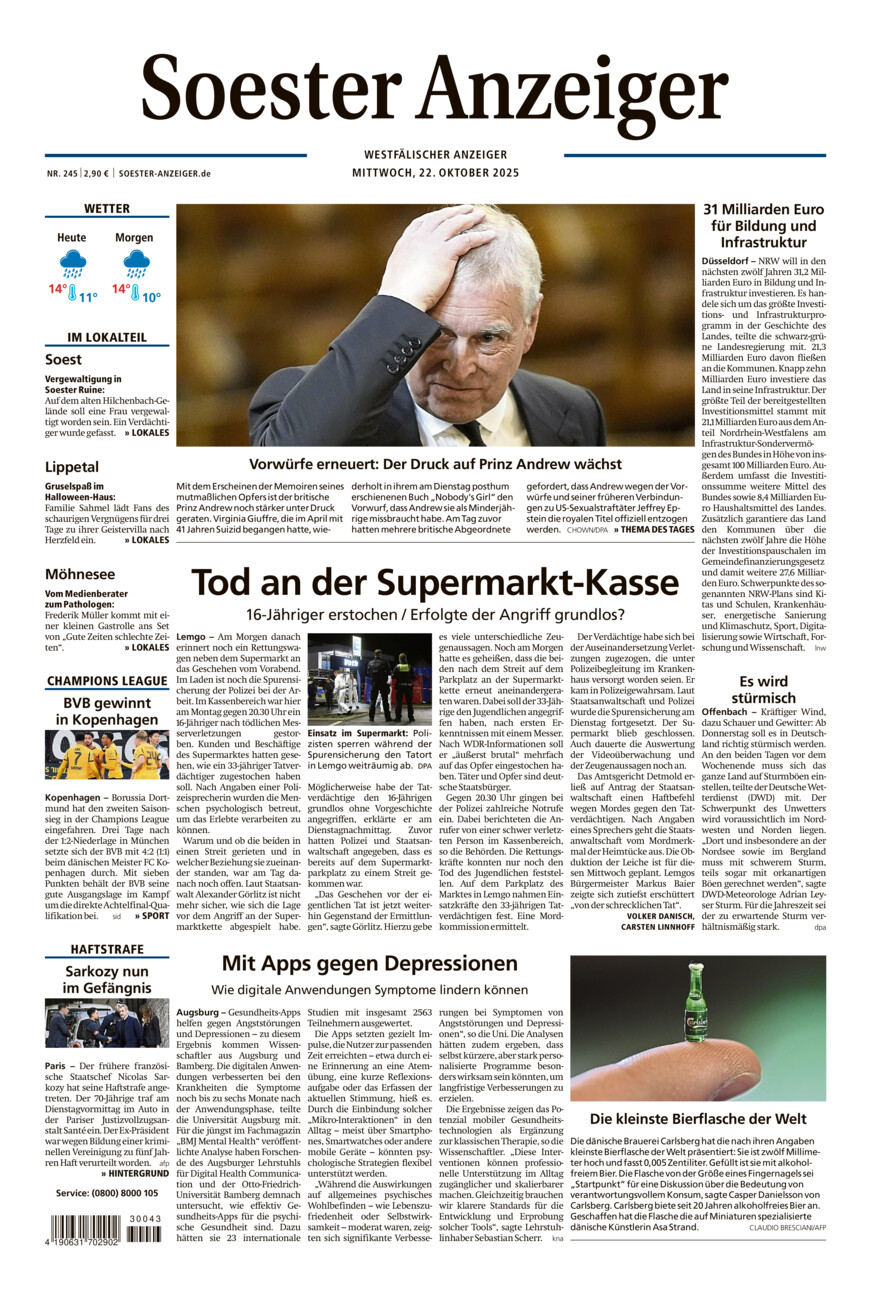 Soester Anzeiger vom Mittwoch, 22.10.2025