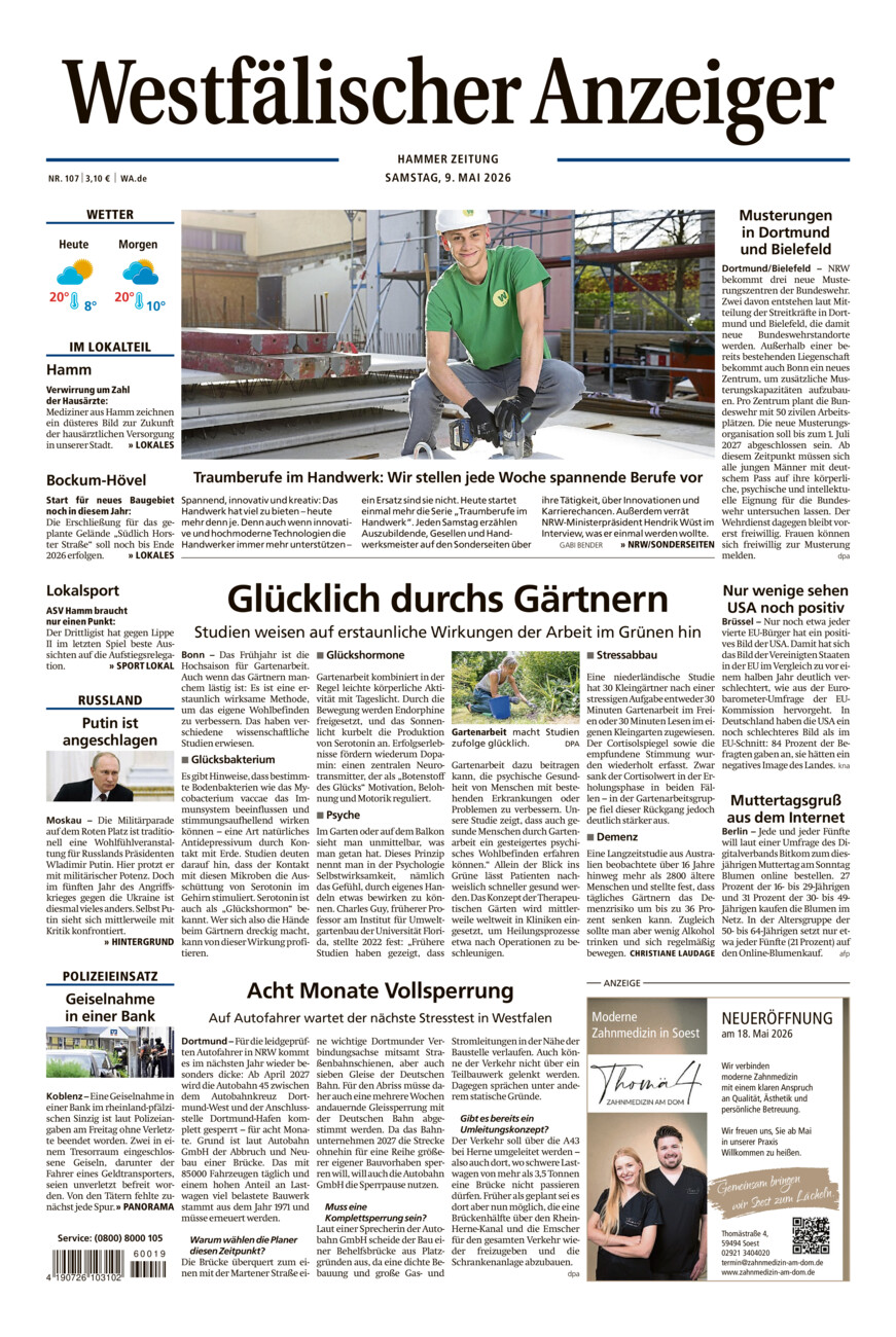 Westfälischer Anzeiger Hamm vom Samstag, 09.05.2026
