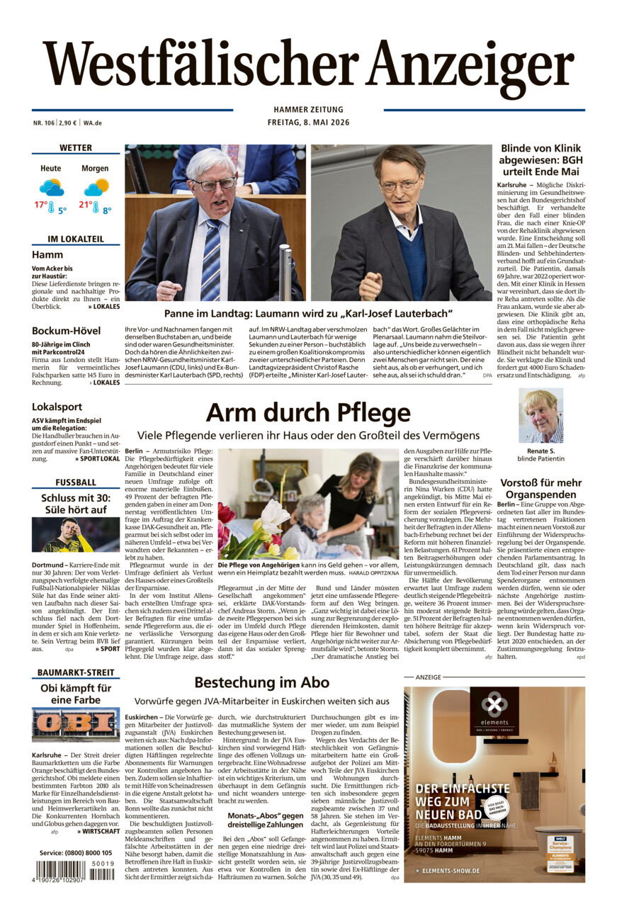 Westfälischer Anzeiger Hamm vom Freitag, 08.05.2026