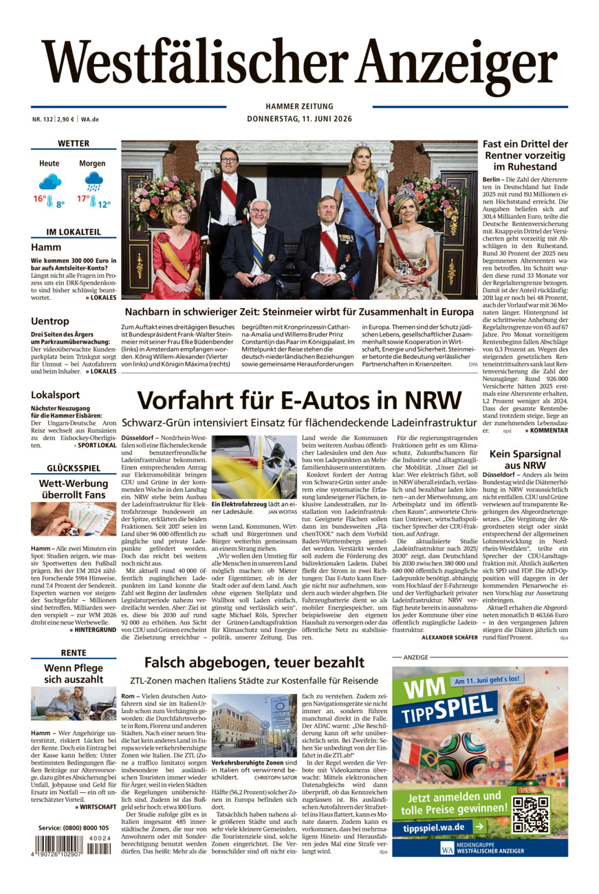 Westfälischer Anzeiger Hamm vom Donnerstag, 11.06.2026