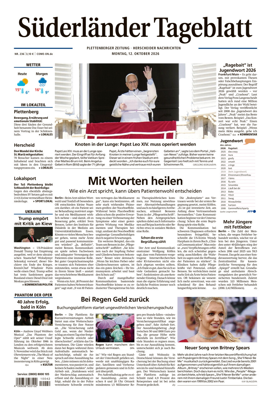 Süderländer Tageblatt vom Montag, 12.10.2026