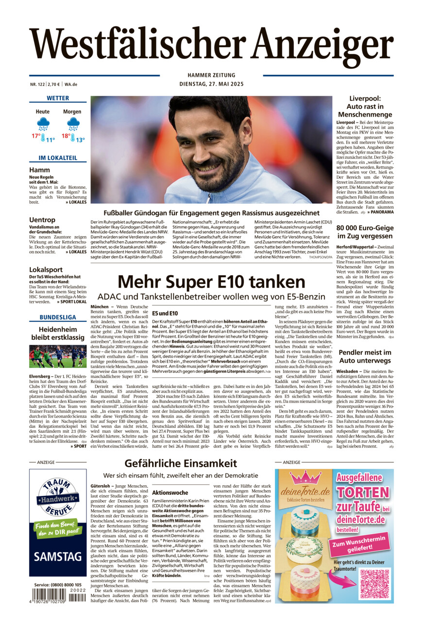 Westfälischer Anzeiger Hamm vom Dienstag, 27.05.2025