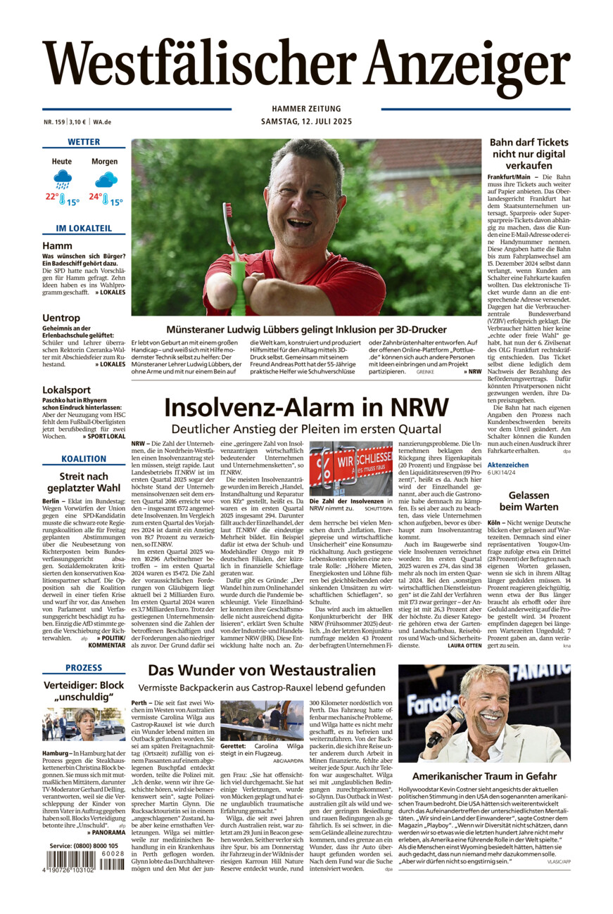 Westfälischer Anzeiger Hamm vom Samstag, 12.07.2025
