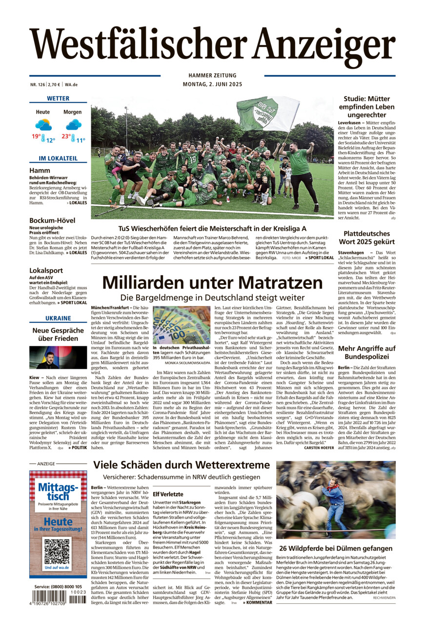 Westfälischer Anzeiger Hamm vom Montag, 02.06.2025
