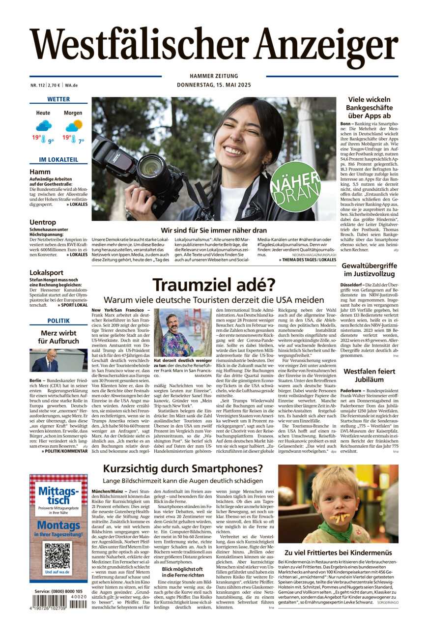 Westfälischer Anzeiger Hamm vom Donnerstag, 15.05.2025