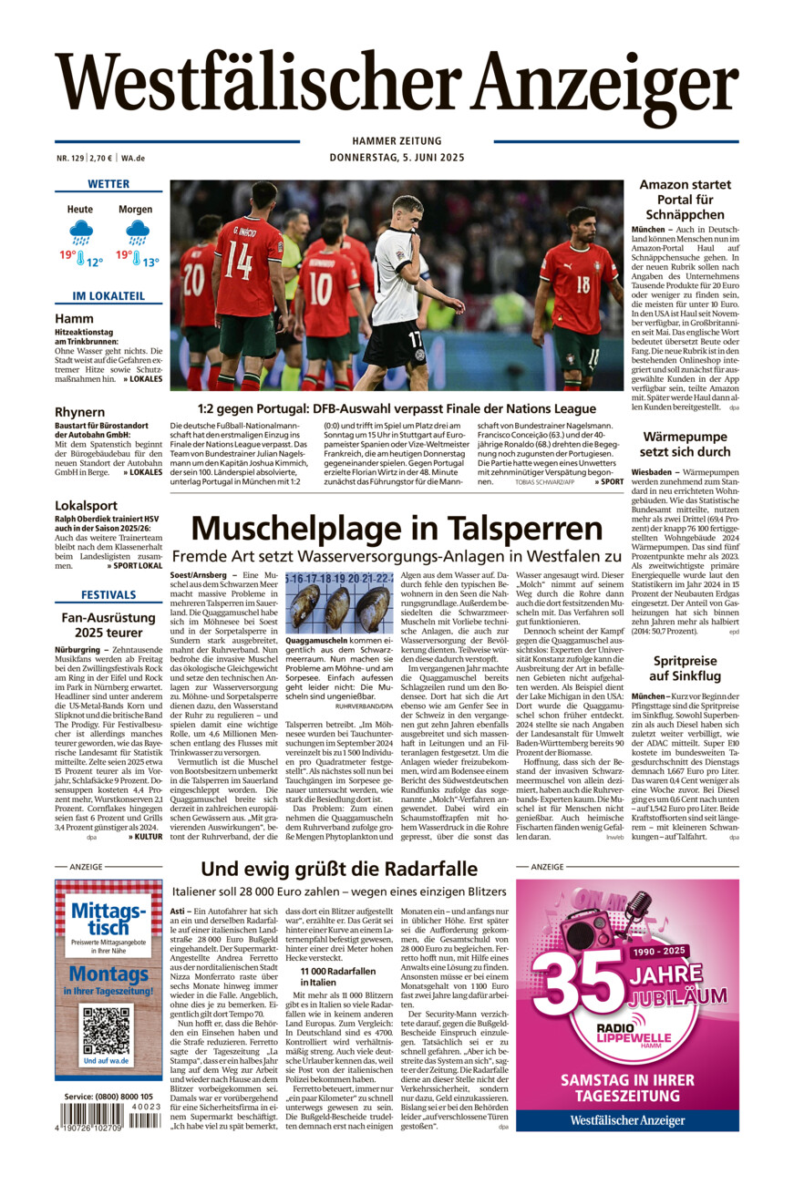 Westfälischer Anzeiger Hamm vom Donnerstag, 05.06.2025