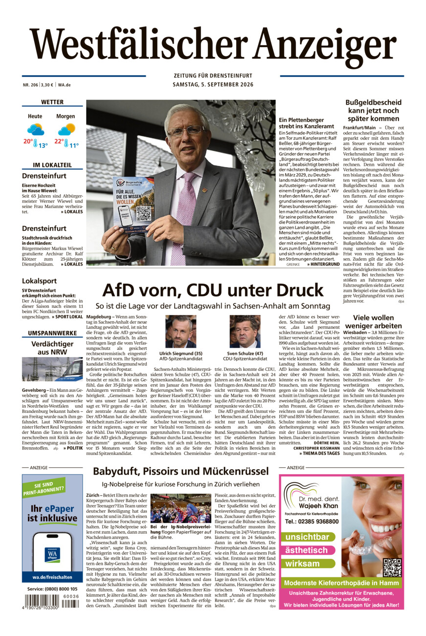 Westfälischer Anzeiger Drensteinfurt vom Samstag, 05.09.2026