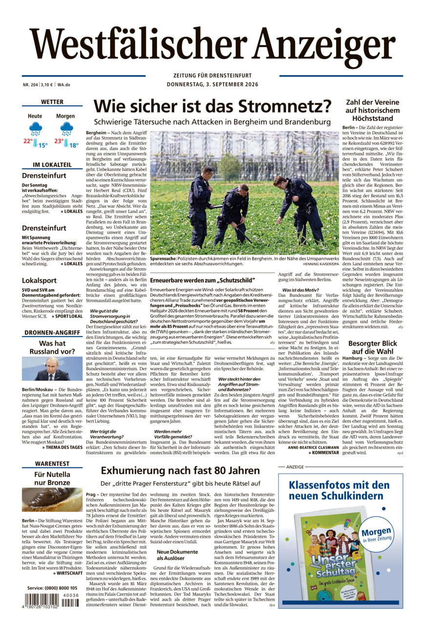 Westfälischer Anzeiger Drensteinfurt vom Donnerstag, 03.09.2026