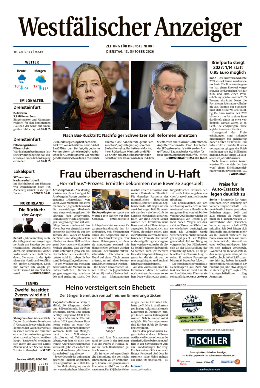 Westfälischer Anzeiger Drensteinfurt vom Dienstag, 13.10.2026