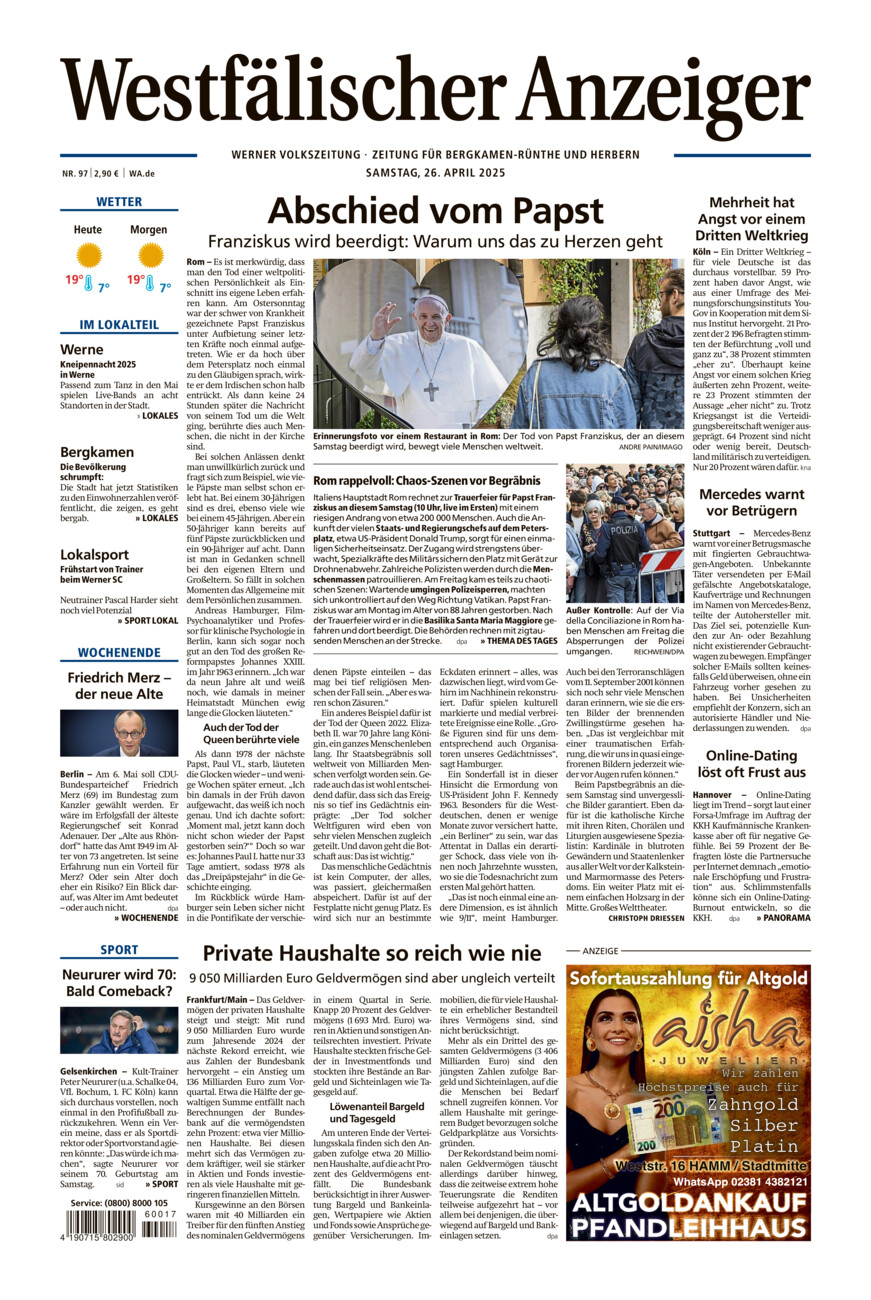 Westfälischer Anzeiger Werne vom Samstag, 26.04.2025